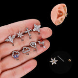 Leosoxs Stainless Steel Screw Ball Ear Bone Nail Piercing