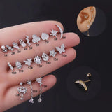 20G Stainless Steel Zircon Ear Bone Stud Piercing Ear Decoration Screws