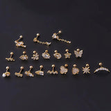 20G Stainless Steel Zircon Ear Bone Stud Piercing Ear Decoration Screws