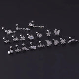 20G Stainless Steel Zircon Ear Bone Stud Piercing Ear Decoration Screws