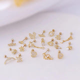 20G Stainless Steel Zircon Ear Bone Stud Piercing Ear Decoration Screws