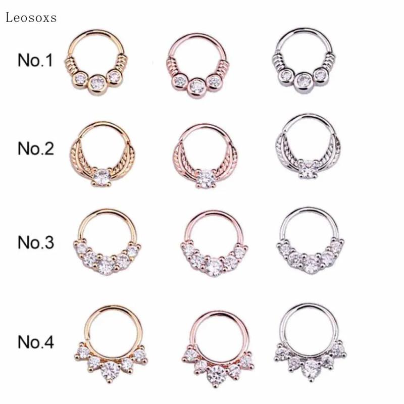 2pcs Multicolor Zircon Round Nose Ring Piercing Jewelry