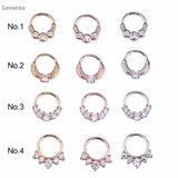2pcs Multicolor Zircon Round Nose Ring Piercing Jewelry