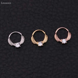 2pcs Multicolor Zircon Round Nose Ring Piercing Jewelry