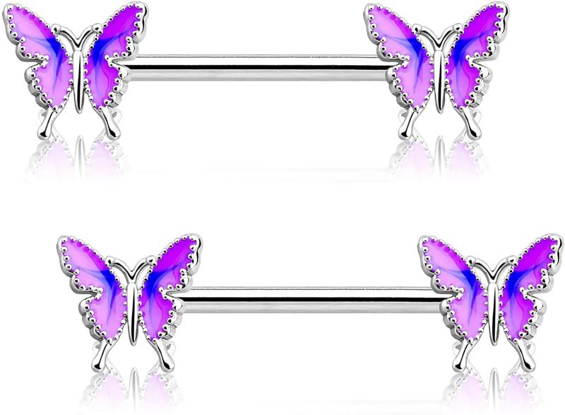 Butterfly Nipple Barbell 14g Nipple Piercing Jewelry
