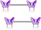 Butterfly Nipple Barbell 14g Nipple Piercing Jewelry
