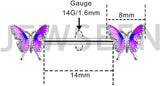 Butterfly Nipple Barbell 14g Nipple Piercing Jewelry