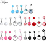 Miqiao 5pcs Stainless Steel Zircon Belly Button Nail Piercing Set