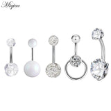 Miqiao 5pcs Stainless Steel Zircon Belly Button Nail Piercing Set