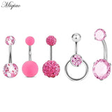Miqiao 5pcs Stainless Steel Zircon Belly Button Nail Piercing Set