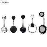 Miqiao 5pcs Stainless Steel Zircon Belly Button Nail Piercing Set