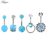 Miqiao 5pcs Stainless Steel Zircon Belly Button Nail Piercing Set