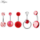 Miqiao 5pcs Stainless Steel Zircon Belly Button Nail Piercing Set
