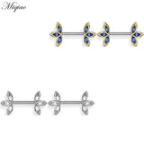 Miqiao 2pcs Zircon Flower Breast Nail Piercing Jewelry