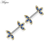 Miqiao 2pcs Zircon Flower Breast Nail Piercing Jewelry