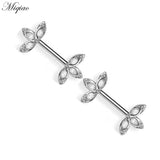 Miqiao 2pcs Zircon Flower Breast Nail Piercing Jewelry