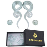 Glass Ear Spiral Taper & Flared Jellyfish Ear Plugs Set