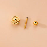 Purple Zircon Flower Cross Screw Stud Earrings