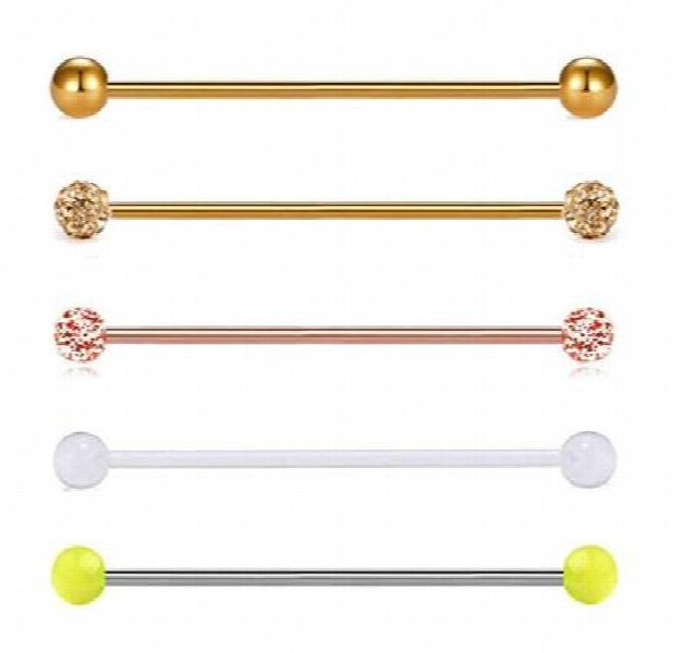 6PCS 38mm SS Industrial Barbell Ear Piercing Bar
