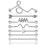 6PCS 38mm SS Industrial Barbell Ear Piercing Bar