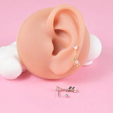 Five Star Moon Small Ear Clip Bear Pendant Stainless Steel Stud Earrings