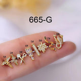 Leosoxs Titanium Steel Rod Ear Bone Stud with Screw Ball Ear Stud