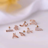 Leosoxs Titanium Steel Rod Ear Bone Stud with Screw Ball Ear Stud