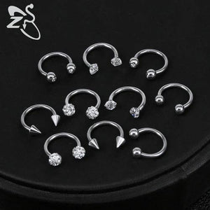16G Crystal Nose Rings Stainless Steel Septum Rings
