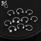 16G Crystal Nose Rings Stainless Steel Septum Rings