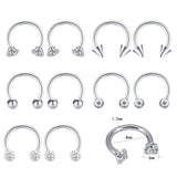 16G Crystal Nose Rings Stainless Steel Septum Rings