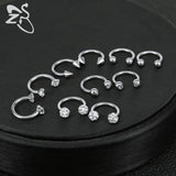 16G Crystal Nose Rings Stainless Steel Septum Rings