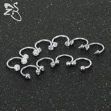 16G Crystal Nose Rings Stainless Steel Septum Rings