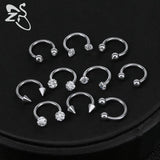 16G Crystal Nose Rings Stainless Steel Septum Rings
