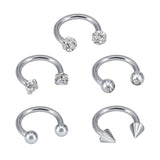 16G Crystal Nose Rings Stainless Steel Septum Rings