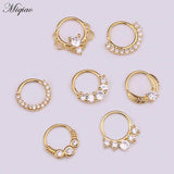 Miqiao Stainless Steel Round Nose Ring Earrings