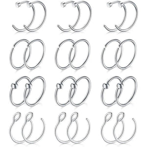 20g Nose Ring Hoop Stainless Steel C Shape 8mm
