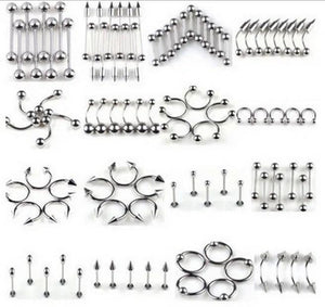 85pcs Silver Tongue Lip Eyebrow CBR Captive Rings Body Piercing Jewelry Lots