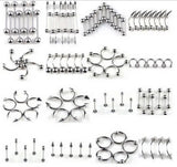 85pcs Silver Tongue Lip Eyebrow CBR Captive Rings Body Piercing Jewelry Lots