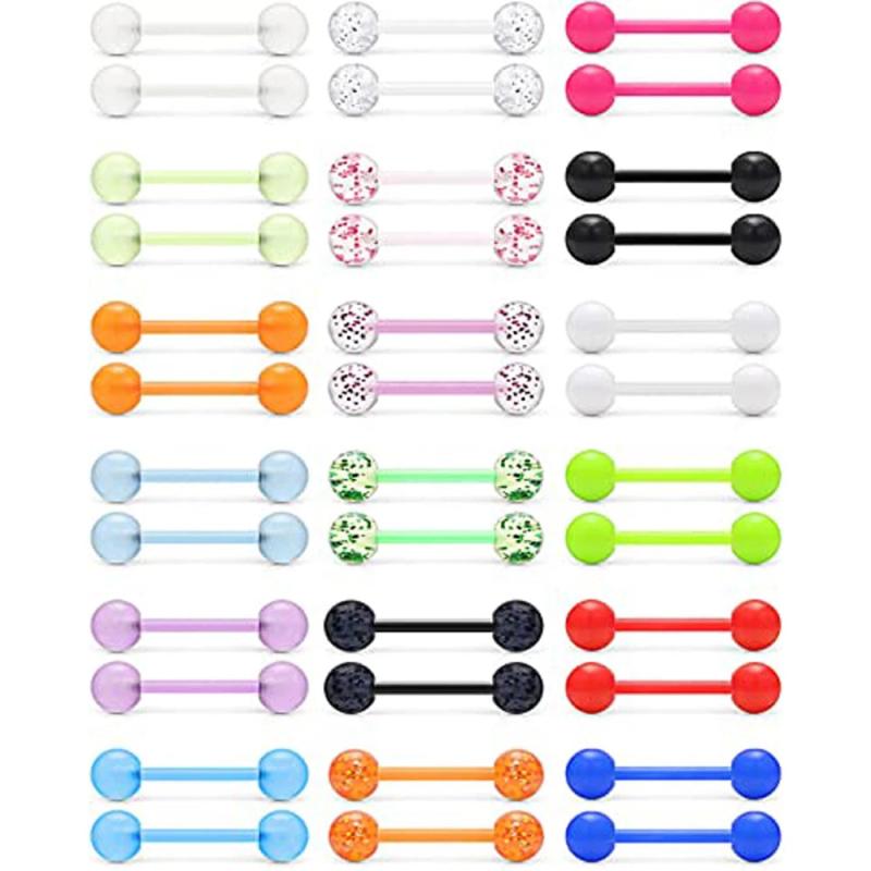 14G 16mm Glow in Dark Acrylic Nipple Ring Retainer 36PCS