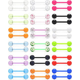 14G 16mm Glow in Dark Acrylic Nipple Ring Retainer 36PCS