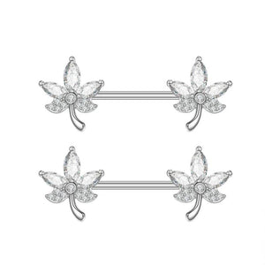 14G Stainless Steel CZ Nipple Rings Piercing Jewelry Women