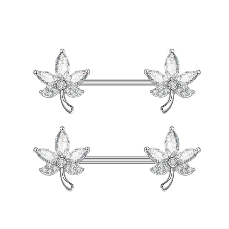 14G Stainless Steel CZ Nipple Rings Piercing Jewelry Women