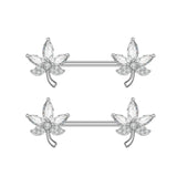 14G Stainless Steel CZ Nipple Rings Piercing Jewelry Women