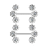 14G Stainless Steel CZ Nipple Rings Piercing Jewelry Women