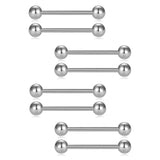 316L Stainless Steel Nipple Rings Tongue Rings Barbell Bar 8PCS
