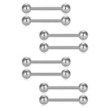 316L Stainless Steel Nipple Rings Tongue Rings Barbell Bar 8PCS