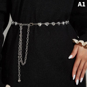 Vintage Metal Waistchain Hollow Flower Heart Shape Waist Chain