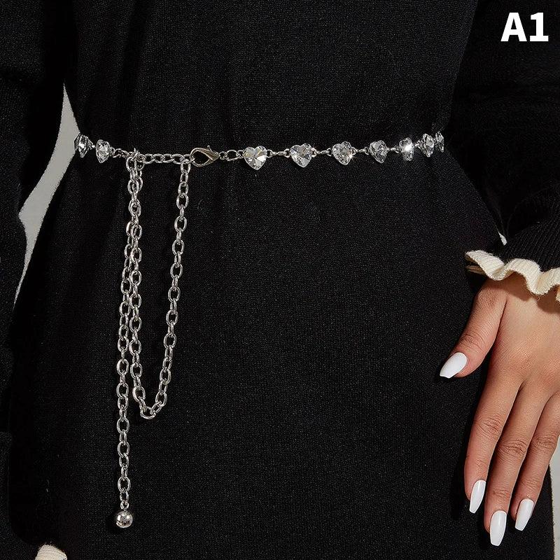 Vintage Metal Waistchain Hollow Flower Heart Shape Waist Chain