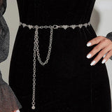 Vintage Metal Waistchain Hollow Flower Heart Shape Waist Chain