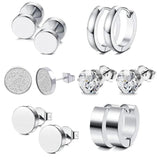 6 Pairs Men Earrings Set Surgical Steel Ear Studs Punk Tragus Cartilage Jewelry